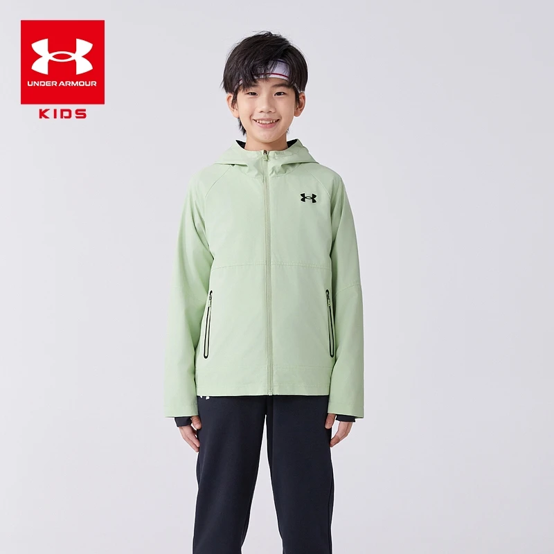 儿童秋季男童户外防风梭织连帽休闲外套