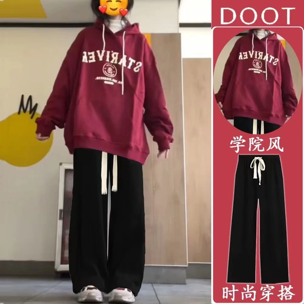 木木屋女童套装秋冬印花连帽卫衣宽松显瘦休闲裤穿搭两件套潮