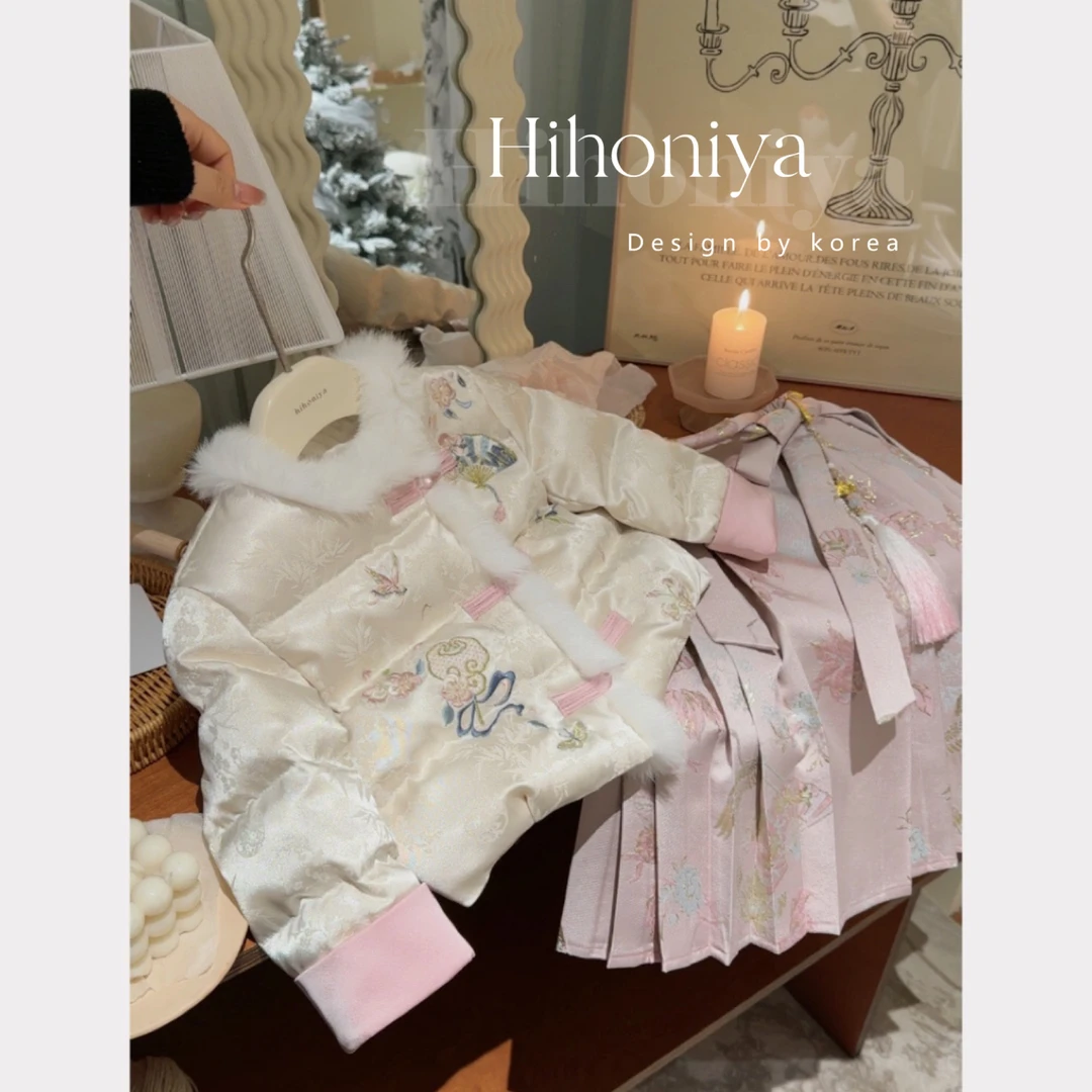 【虞美人】Hihoniya~2023秋冬新国风兔毛90白鸭绒羽绒外套