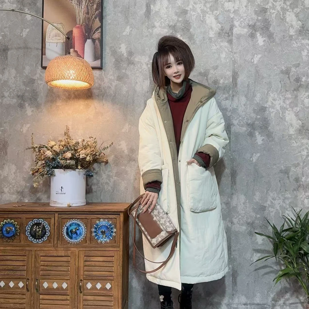 【沐木流浪记】（天香）设计感休闲双面穿棉衣宽松连帽女装外套z a888