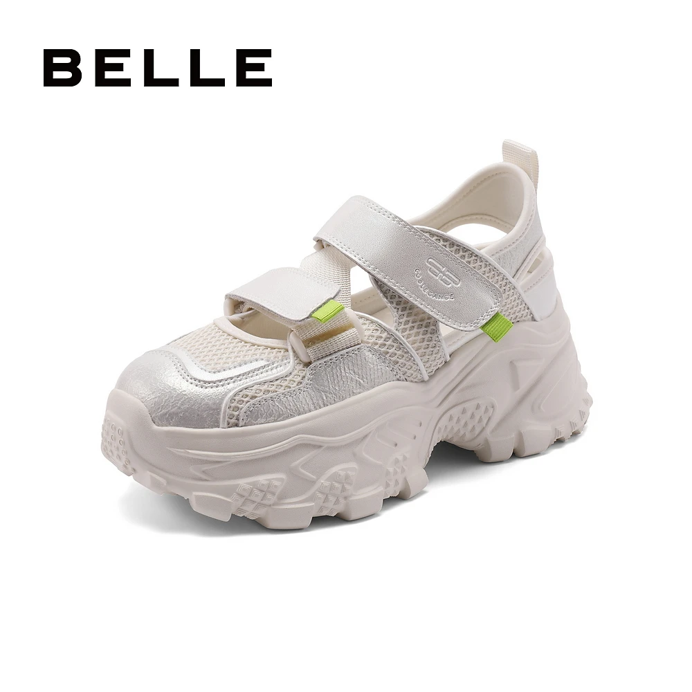 百丽透气网面轻薄时尚高能感女新款爆款厚底老爹运动凉鞋B1976BM4