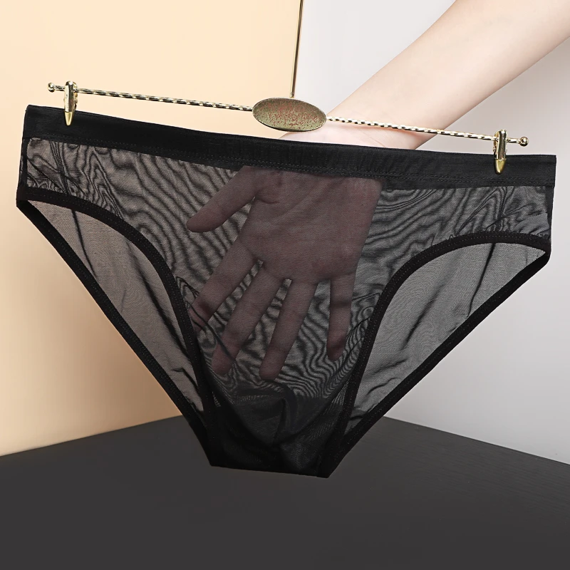 新款男士内裤性感网纱超薄款透气舒适亲肤个性男人三角内裤头