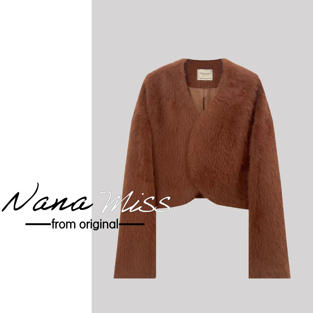 【雅丹风兔兔】宽松慵懒女外套复古短款毛毛上衣