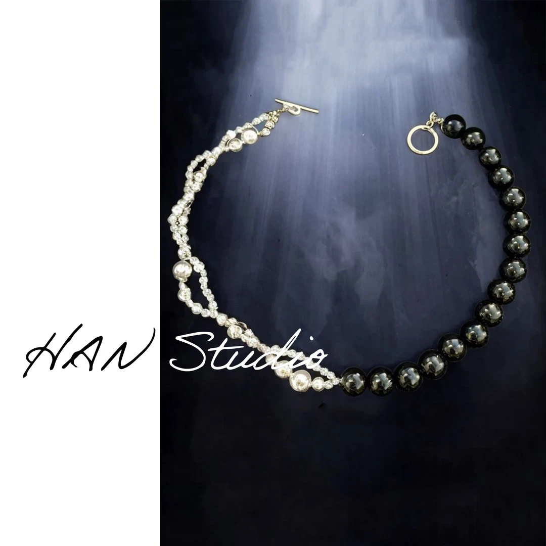 黄铜莫桑石项链 【躁动DNA】拼接串珠轻奢小众高级感锁骨链撞色项链