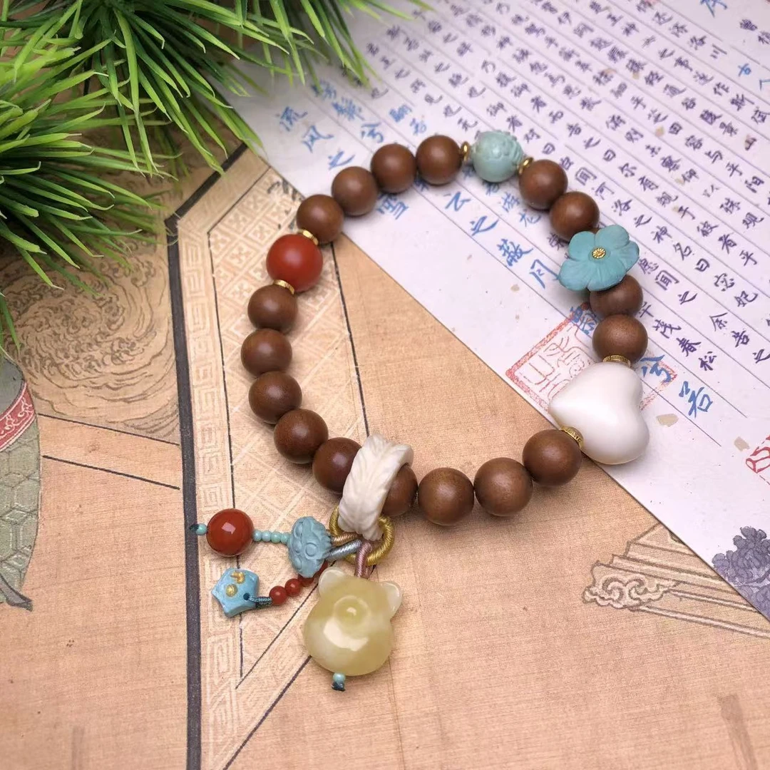 【桦雅珠宝】檀香木多宝手串18K金-时尚百搭-A580