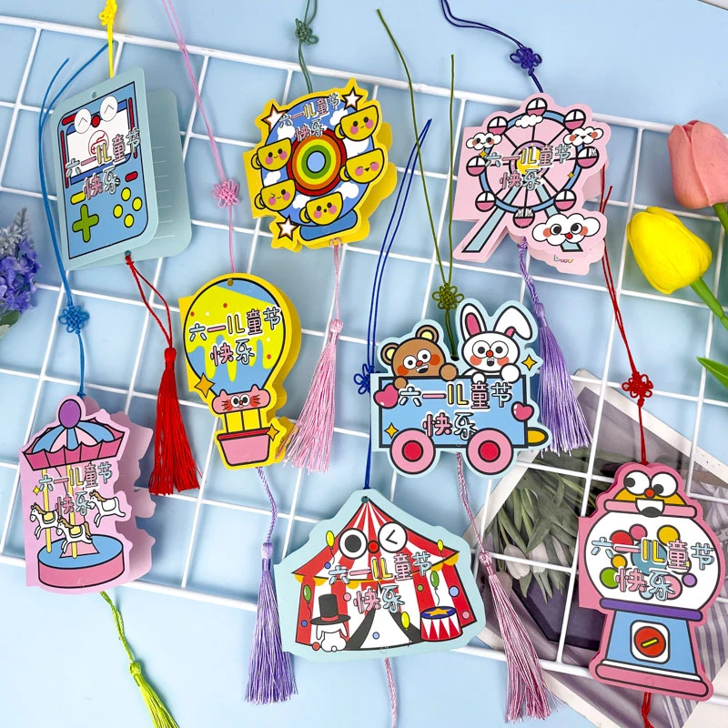 六一儿童节贺卡礼物留言卡手写吊卡立体教师寄语可爱卡通图案卡片