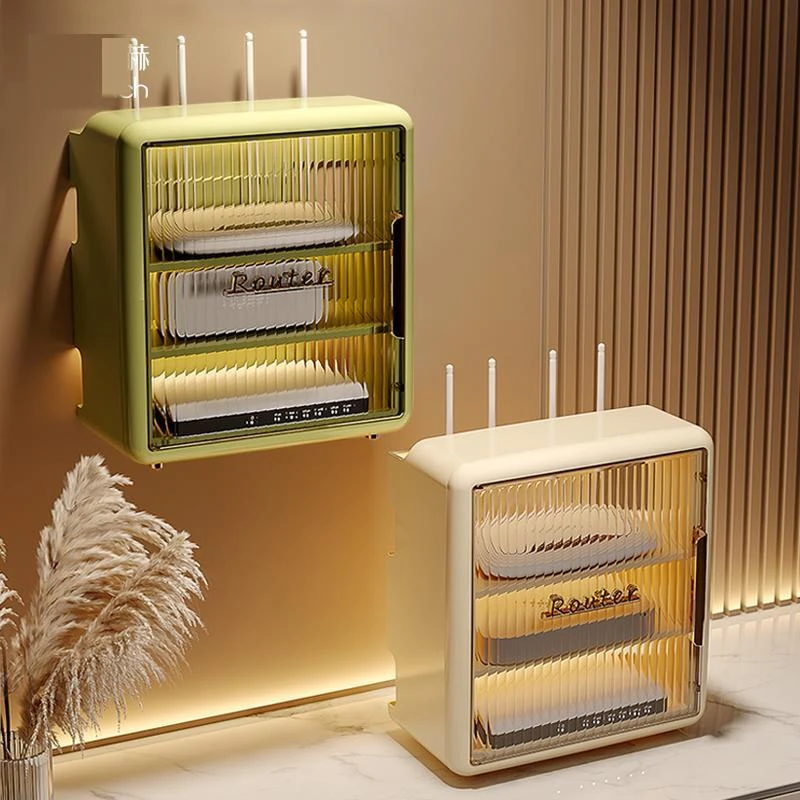 wifi路由器收纳盒电视机顶盒置物架壁挂式客厅光猫无线桌面放置架