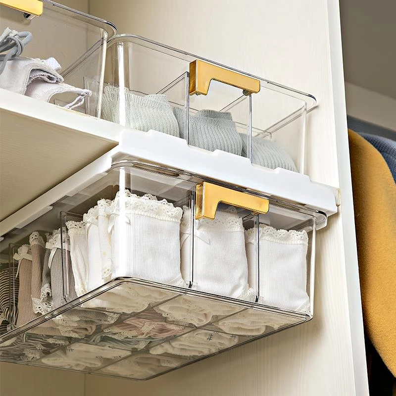 内衣收纳盒袜子内裤整理盒透明壁挂抽屉式家用衣柜袜子分隔收纳盒