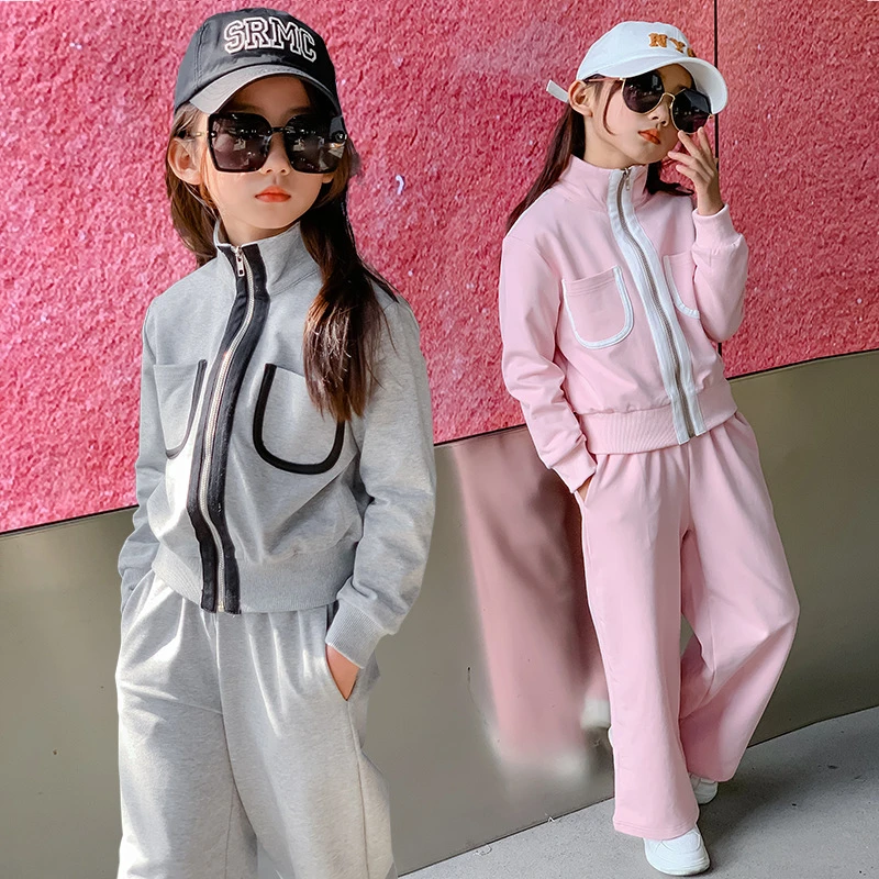 儿童春秋开衫运动套装中大女童休闲直筒裤套装亲子装高品质厂家