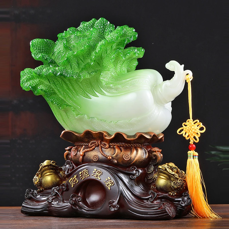 大白菜摆件财源滚滚 客厅电视柜酒柜办公室装饰品 乔迁开业礼品