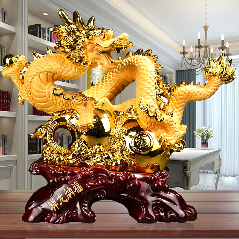 龙招财摆件中式工艺品客厅酒柜玄关办公室桌装饰品开业礼物摆件