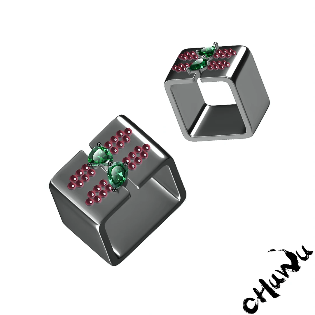 黄铜戒指 初午CHUWU.YT 旗袍系列 双色彩色方戒JZ220601