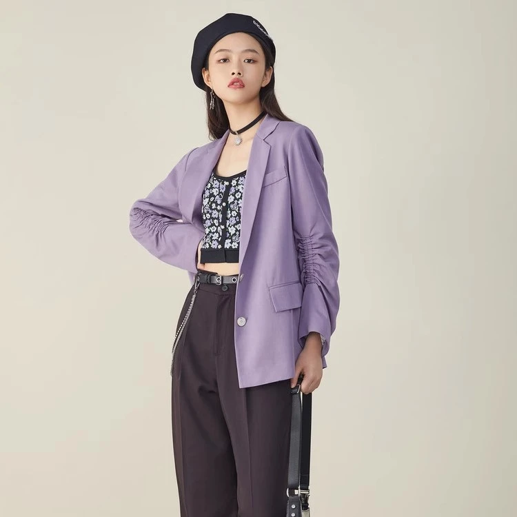 L085时尚抽褶西装