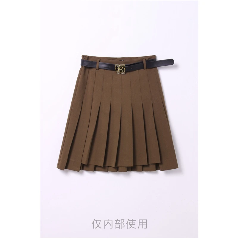 L283复古百搭百褶短裙