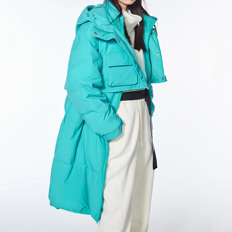 L513假两件长款羽绒服