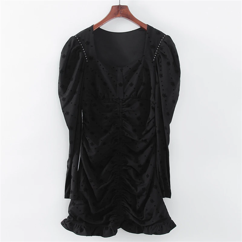 L232抽皱印花修身连衣裙