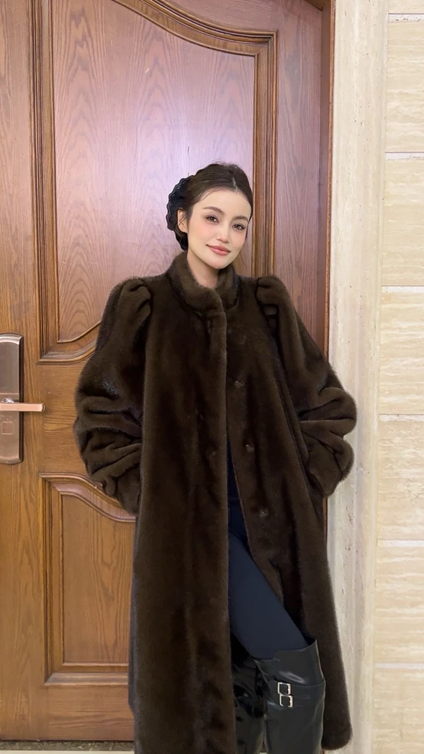 【迪拉呀专属】2024年新款毛毛外套常规款加厚保暖衣长115厘米85007