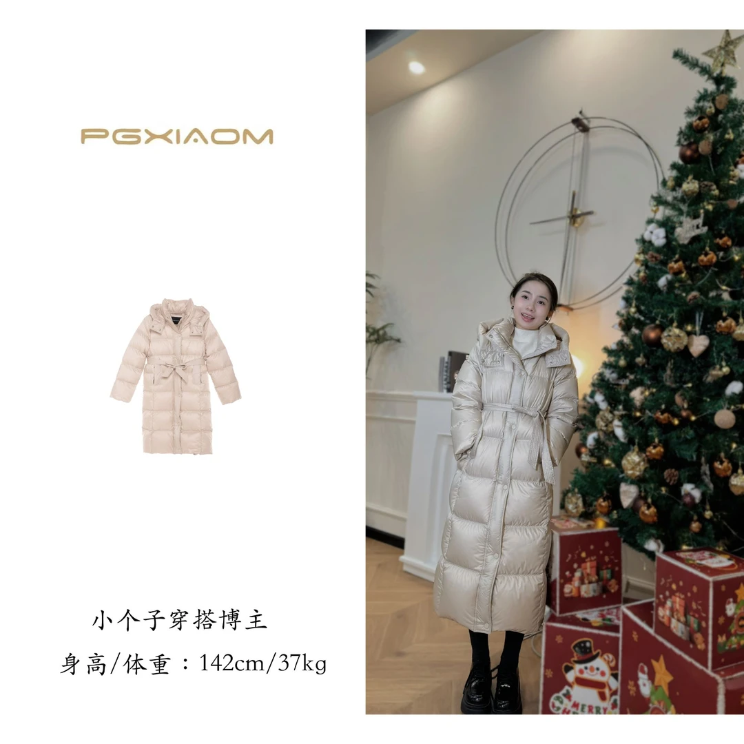 【PGXIAOM】润秀定制两色连帽长款羽绒服YR9601