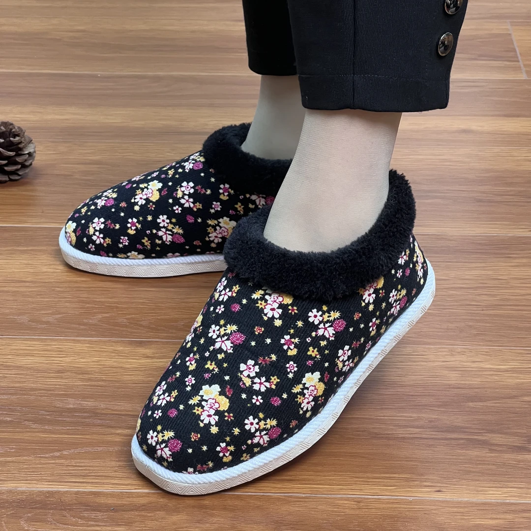 何航【反季清仓福利款】毛绒包跟情侣厚底加厚保暖软底加厚棉鞋