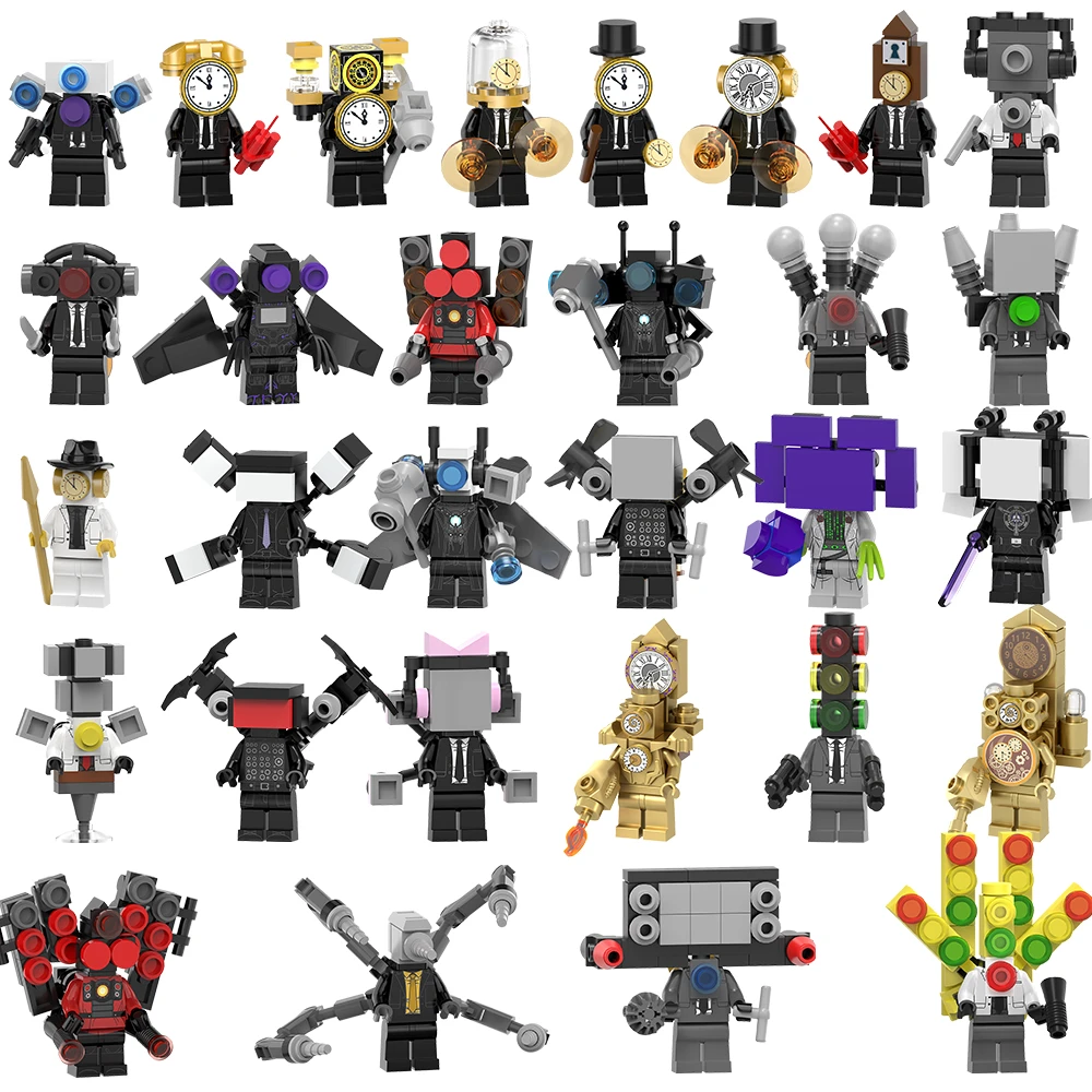 World Minifigs马捅人VS监控人超级泰袒音响人拼插积木人仔