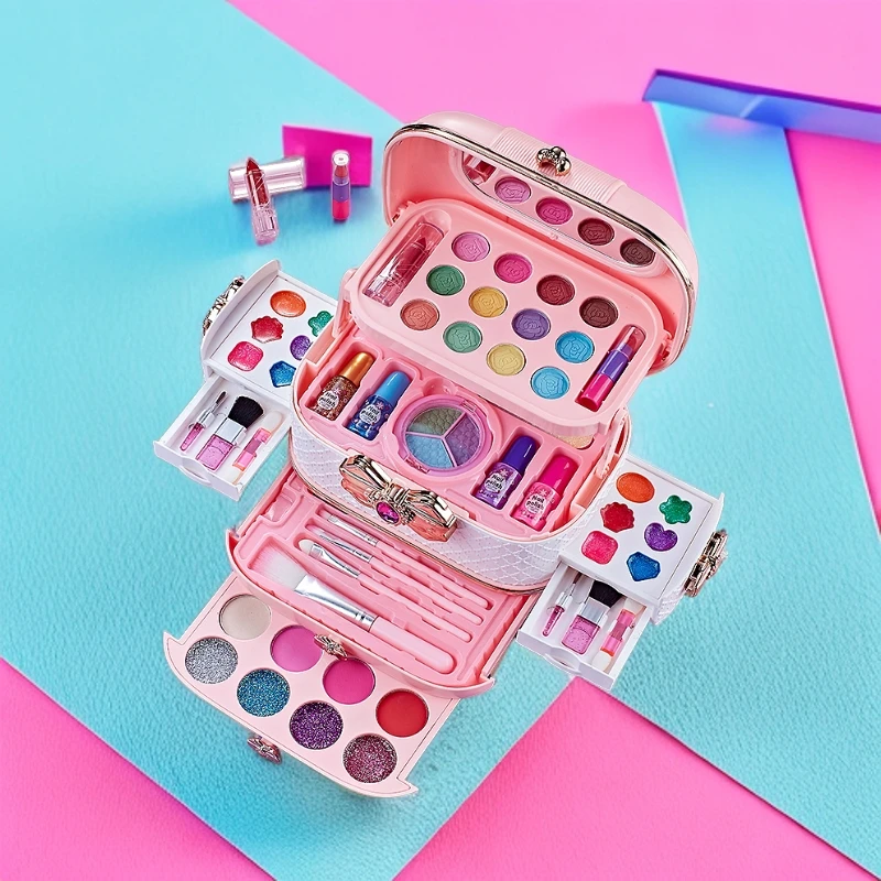 女孩儿童彩妆化妆品套装无毒可洗小女孩玩具指甲油高颜值精美礼盒