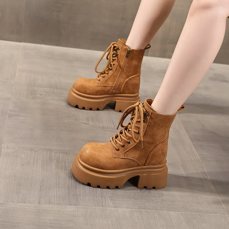 【增高9CM】小个子厚底时尚爆款马丁靴子女2025秋冬季新款休闲防滑