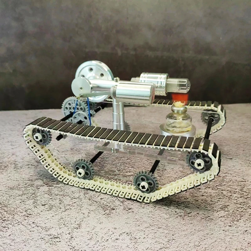 斯特林产品发动机坦克外燃机微型小车美观纯铝蒸汽机模型迷你引擎