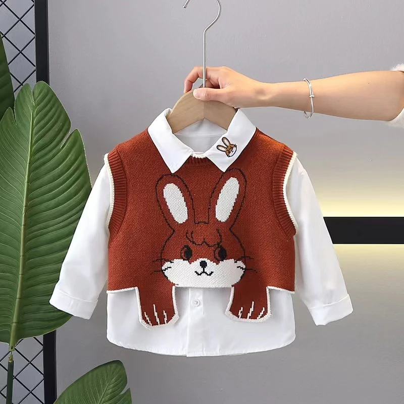 童装男童2023新款白色衬衫春秋小童春季洋气儿童衬衣长袖宝宝上衣