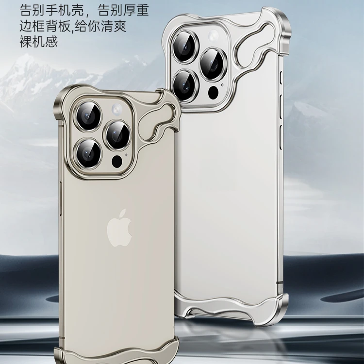 米奇同款异形锌合金镜头膜裸机手感轻薄iphone13-15pro网红简约壳
