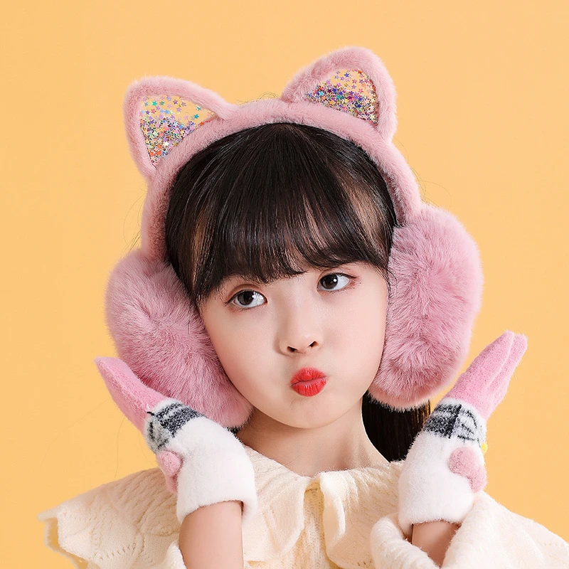 耳罩保暖冬天女生韩版可爱猫耳儿童小孩女童冬季耳捂耳包耳暖耳套