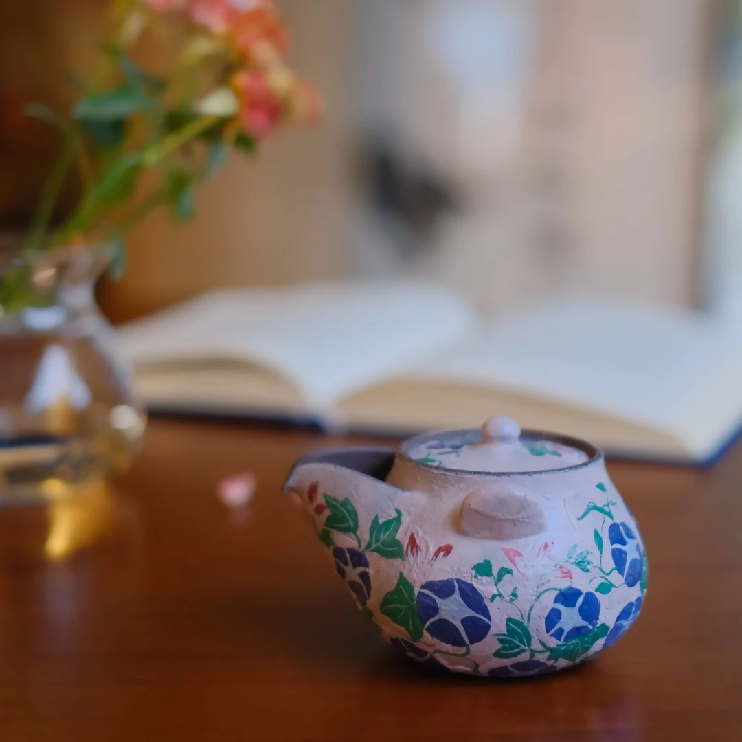 大碗茶器 山几由油画风宝瓶手捏粗陶瓷茶壶精美家用茶具陶瓷壶200