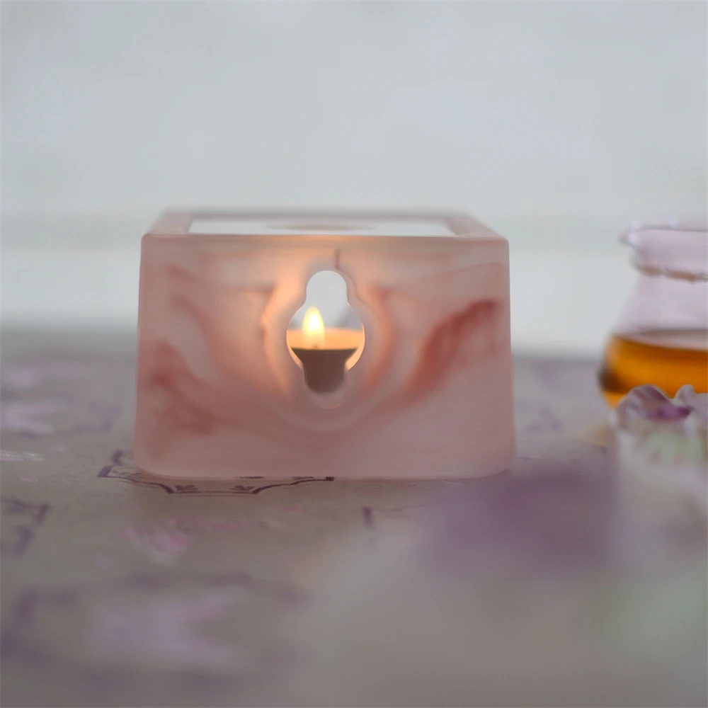大碗茶器【迷梦春云粉·澄澈】水晶玻璃蜡烛温茶器功夫茶花茶煮茶炉