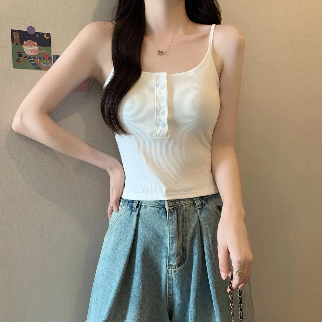 背心小个子美背运动百搭女白色吊带夏季新款带胸垫内搭打底女背心