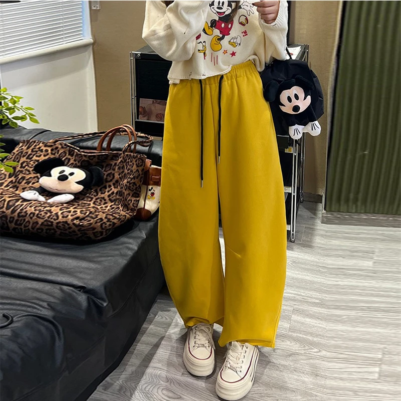 2025休闲宽松显瘦百搭质感弯刀裤运动裤女加绒加厚韩系时尚卫裤