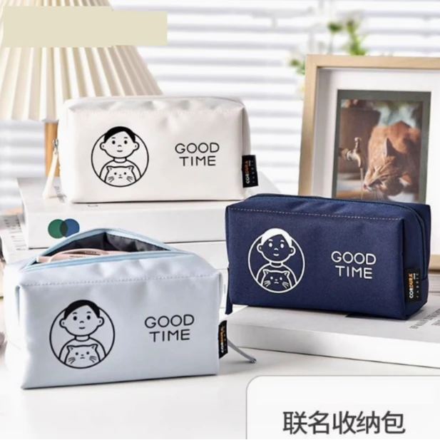 Noritake联名笔袋猫与少年大容量可立式小方砖桌面学生收纳包