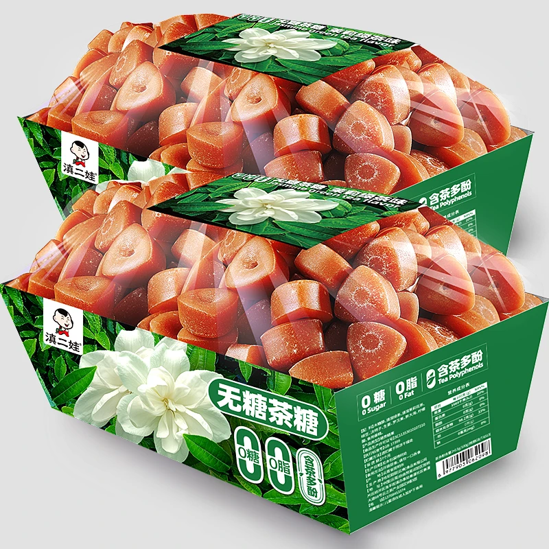 滇二娃 茉莉绿茶茶糖0脂无糖蜜桃乌龙果茶糖含片青提龙井清新润喉