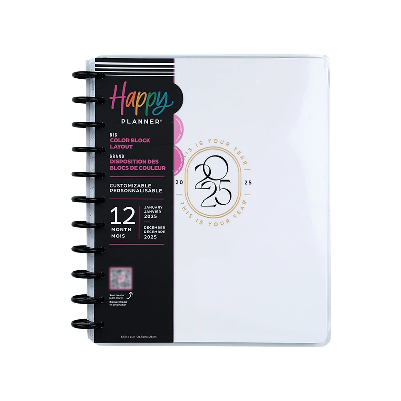 HAPPY PLANNER 2025年全年计划本横排版及其它120g双胶纸蘑菇环