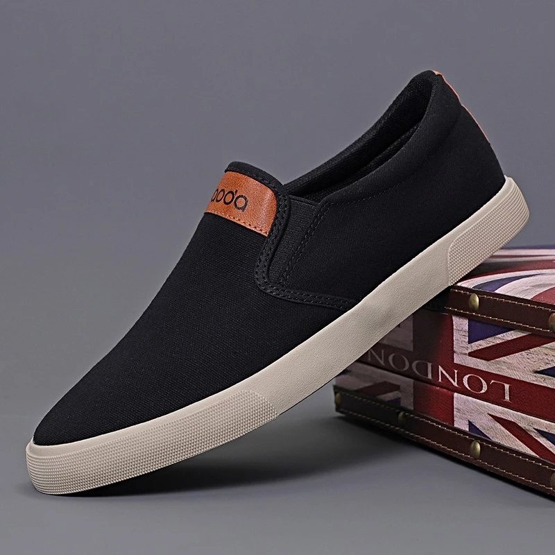 帆布鞋男2024年秋季一脚蹬懒人鞋新款韩版潮流百搭透气软底鞋子男