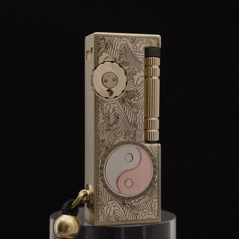 三代双仓待机王 黄铜 手工镶嵌 抬臂个性怀旧点火老式创意打火机