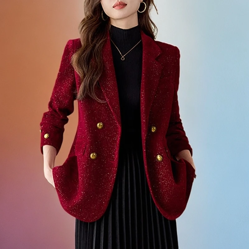 小香风西装外套女2024秋冬新款女神范气质百搭小个子西服短款上衣