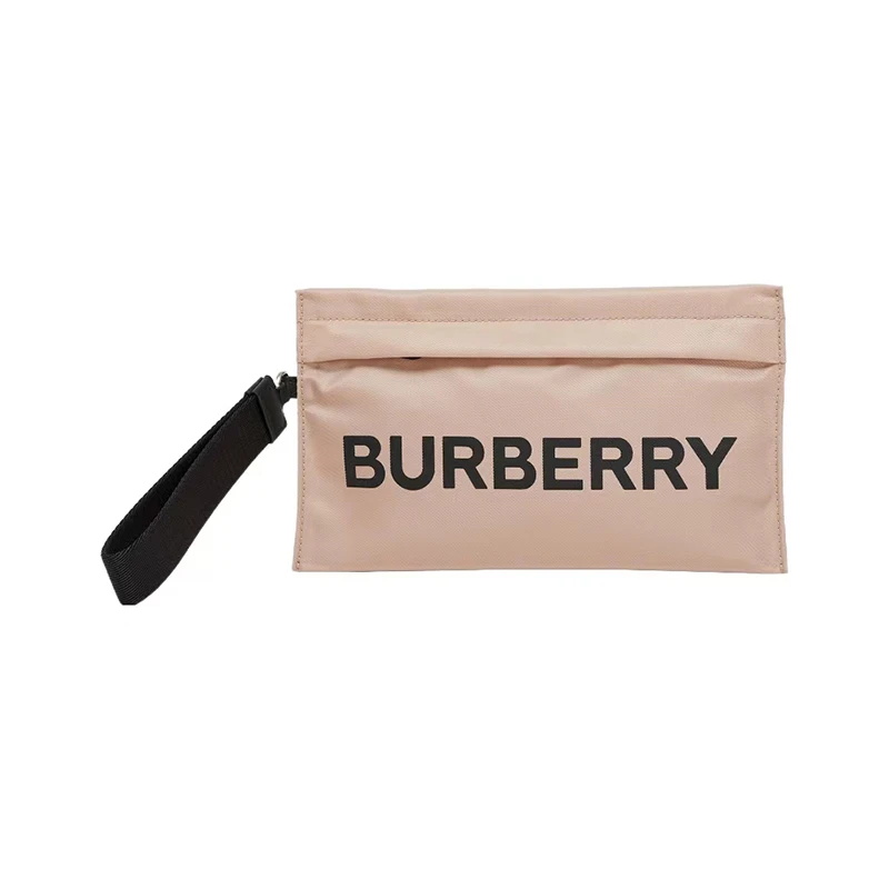 【美国发货】BURBERRY巴宝莉女款Logo标志手拿包玫瑰米色