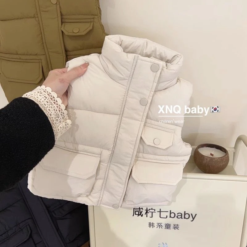 儿童秋冬装外套女童手塞棉马甲宝宝背心外穿冬季新款男童加厚上衣