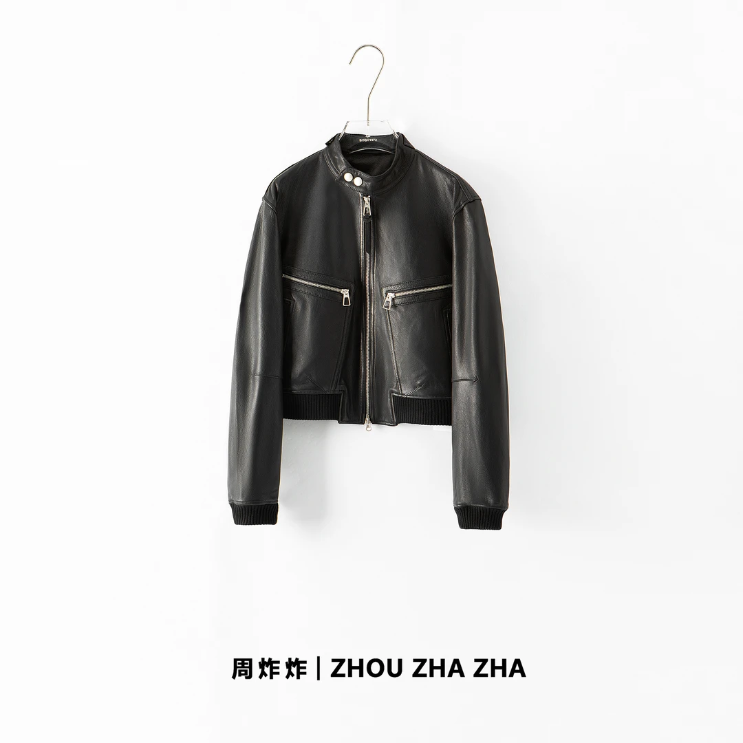 【周炸炸】100羊皮工装感高级复古挺阔皮衣外套#243220