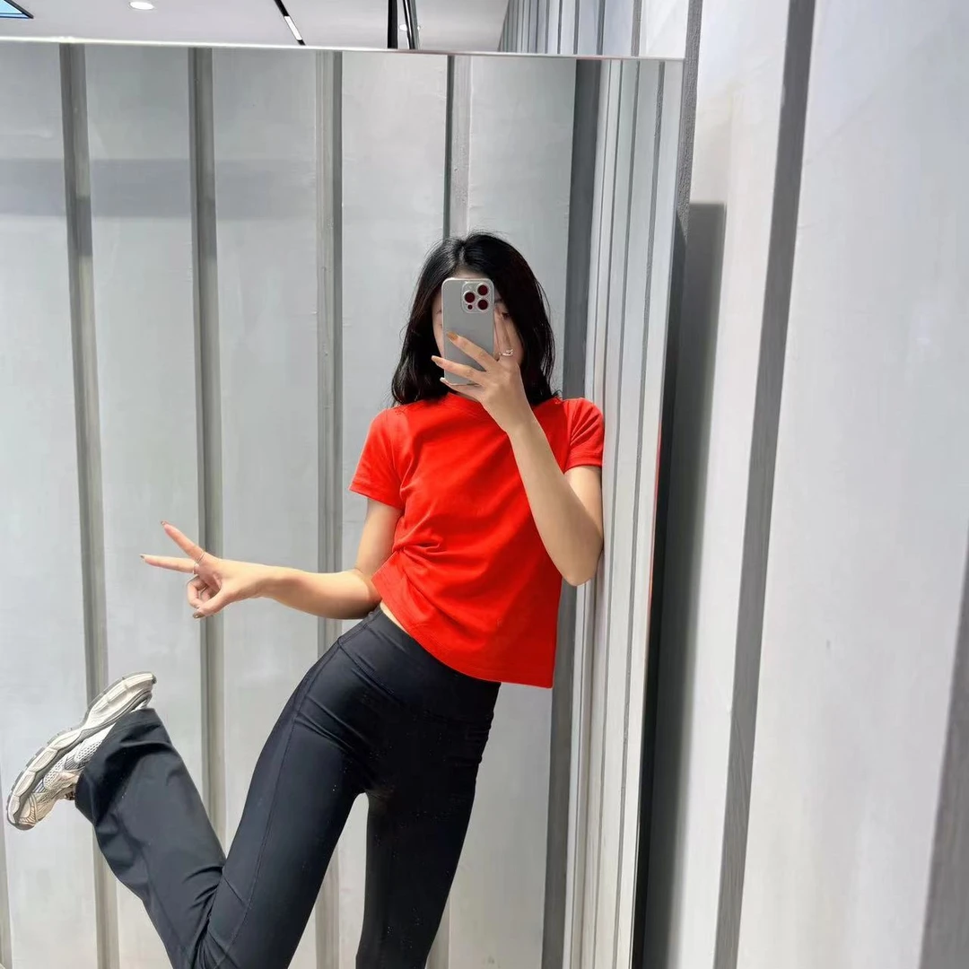 【周炸炸】2024新款短袖T恤女休闲纯色圆领夏季T恤#246999