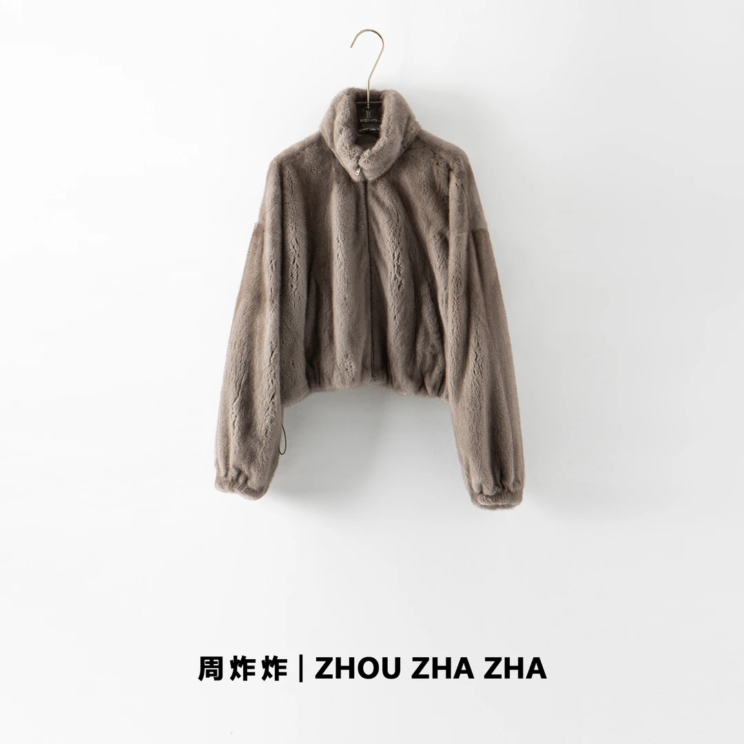 【福利】银蓝水貂整貂立领时尚皮草大衣#240190