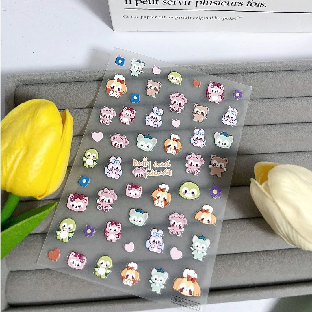 小红书爆款可爱三丽欧浮雕工艺三张同款美甲贴片便签装饰