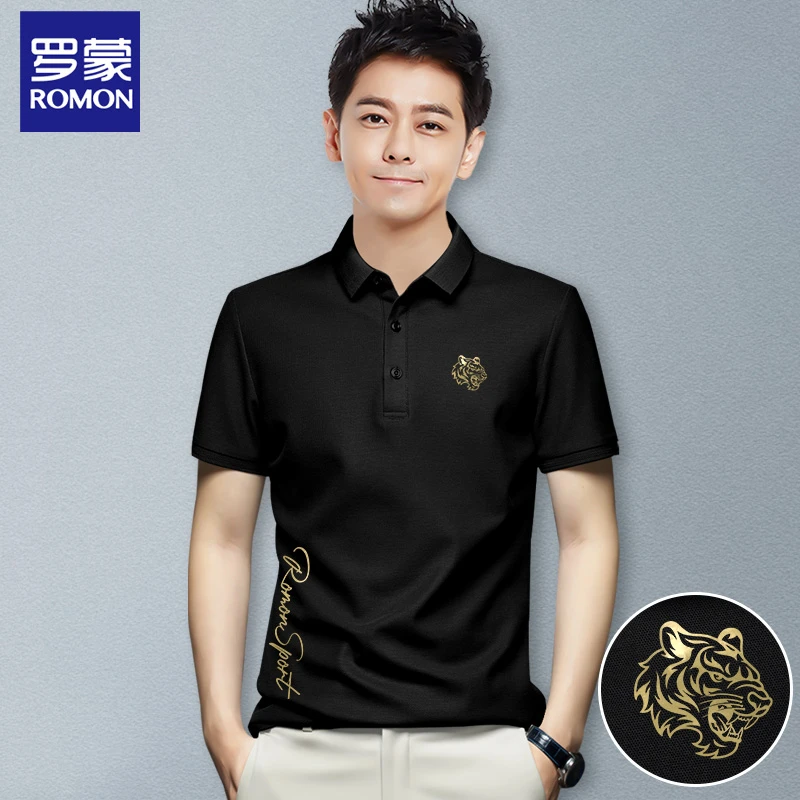 Romon/罗蒙RM3389翻领短袖夏季POLO衫百搭男装中青年商务休闲t恤