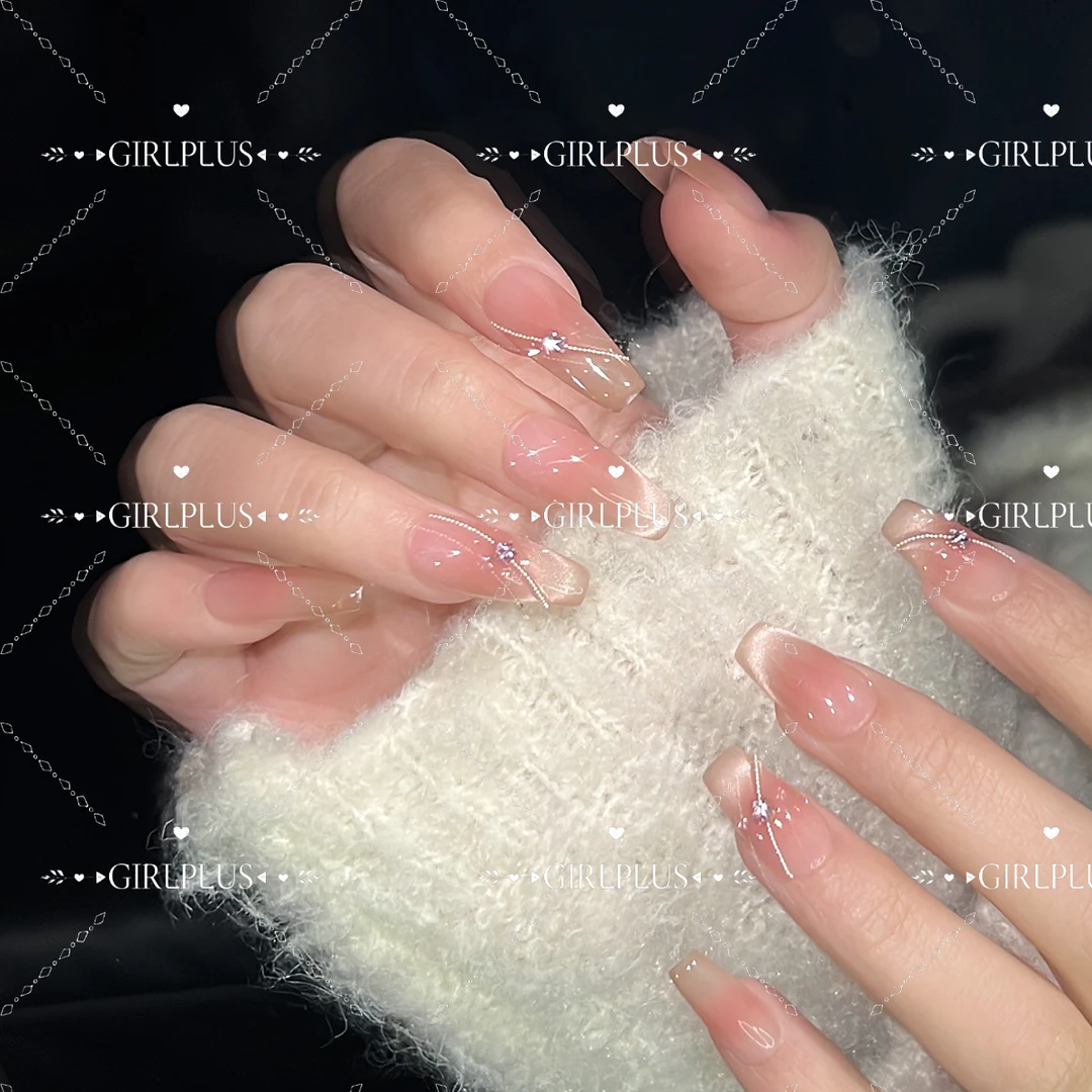 『星轨』sy纯手工定制穿戴甲仙女气质温柔美感腮红猫眼渐变美甲贴