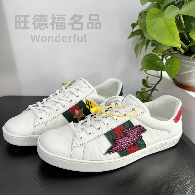 GUCCI/古驰42欧码闪电刺绣小白鞋成色自定义/百搭/潮流/wdf160