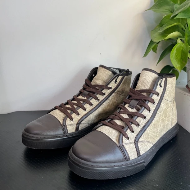 GUCCI/古驰41.5欧码做旧老花高帮板鞋无配件成色自定义zg177